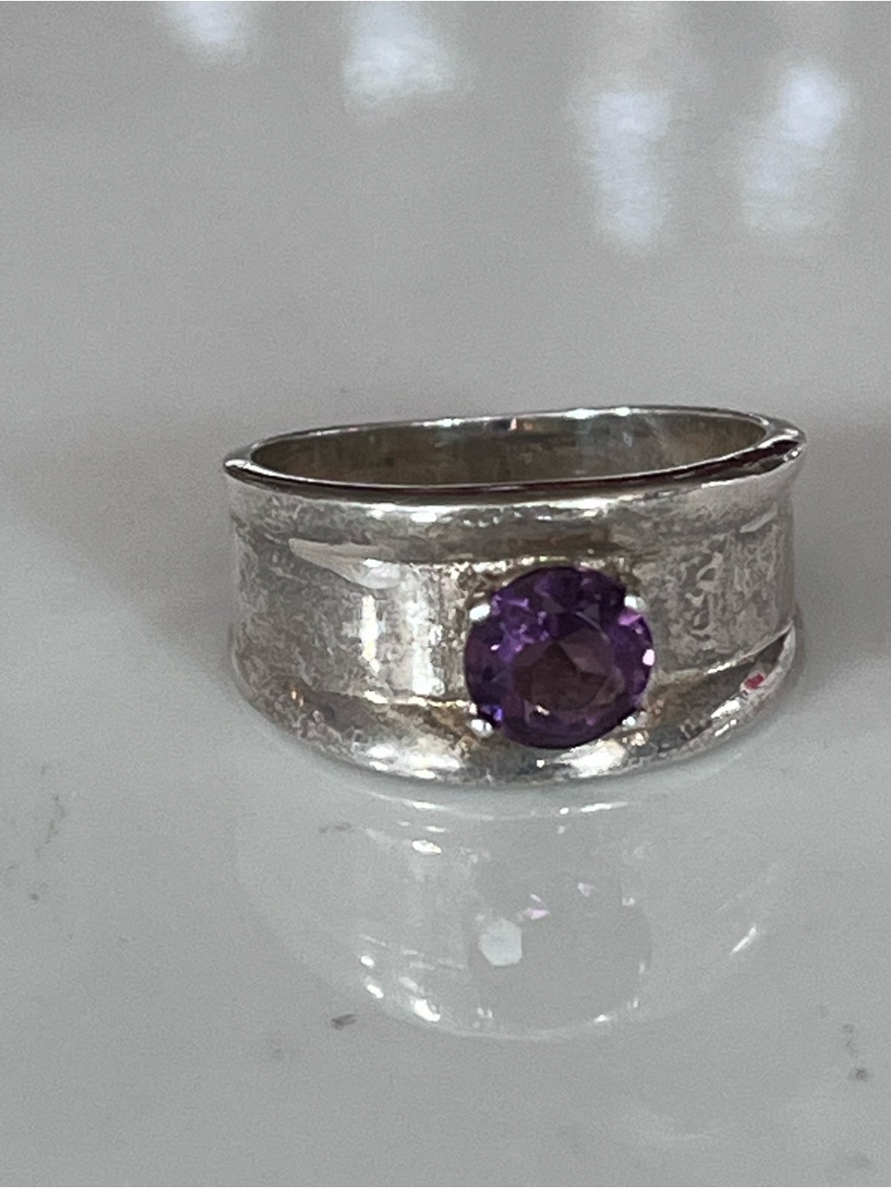 Handmade Sterling Silver 925 Ring with Amethyst Gemstone Size 7 - Picture 8 of 16